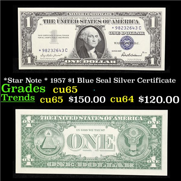 *Star Note * 1957 $1 Blue Seal Silver Certificate Grades Gem CU