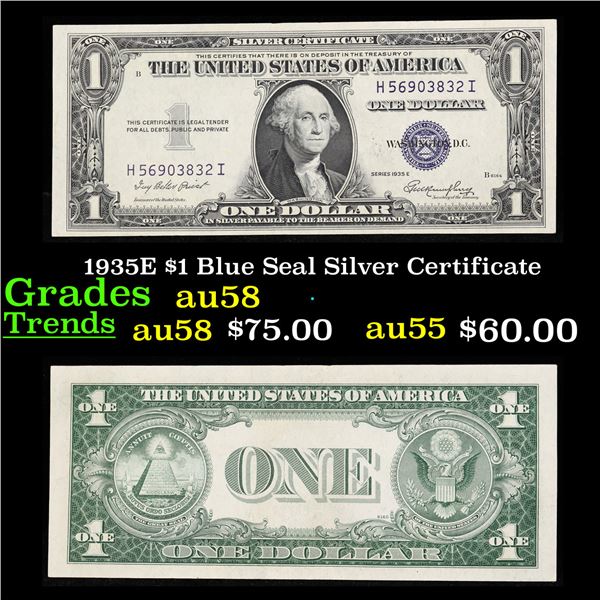 1935E $1 Blue Seal Silver Certificate Grades Choice AU/BU Slider