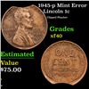 Image 1 : 1945-p Lincoln Cent Mint Error 1c Grades xf