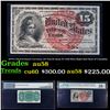 Image 1 : 1870's US Fractional Currency 15¢ Fourth Issue Fr-1269 Blue Right End Bust of Columbia Graded au58 B