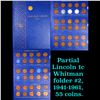 Image 1 : Partial Lincoln 1c Whitman folder #2, 1941-1961, 55 coins.