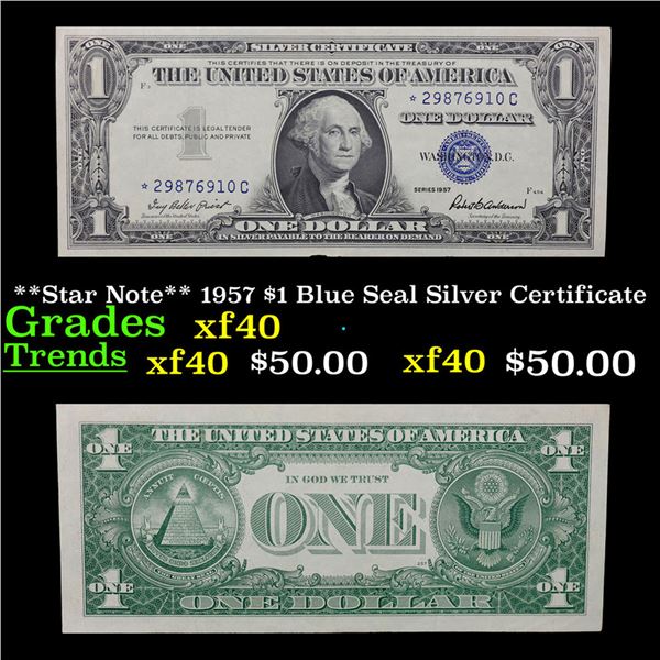 **Star Note** 1957 $1 Blue Seal Silver Certificate Grades xf