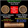 Image 1 : Mixed small cents 1c orig shotgun roll, 1918-d Wheat Cent, 1887 Indian Cent other end, Brinks Wrappe