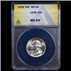 Image 2 : ANACS 1938-p Washington Quarter 25c Graded ms64 By ANACS