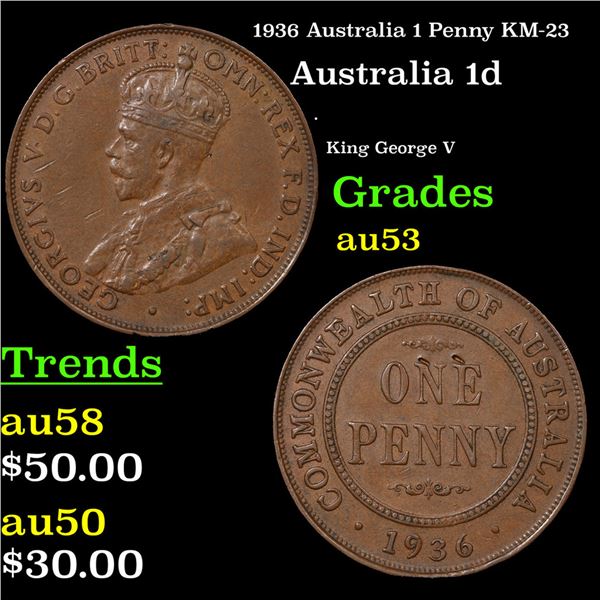 1936 Australia 1 Penny KM-23 Grades Select AU