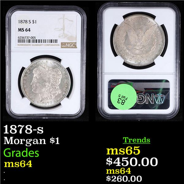 NGC 1878-s Morgan Dollar $1 Graded ms64 By NGC