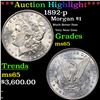 Image 1 : ***Auction Highlight*** 1892-p Morgan Dollar $1 Graded GEM Unc BY USCG (fc)