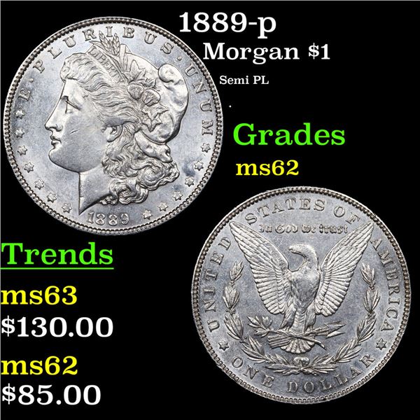 1889-p Morgan Dollar $1 Grades Select Unc