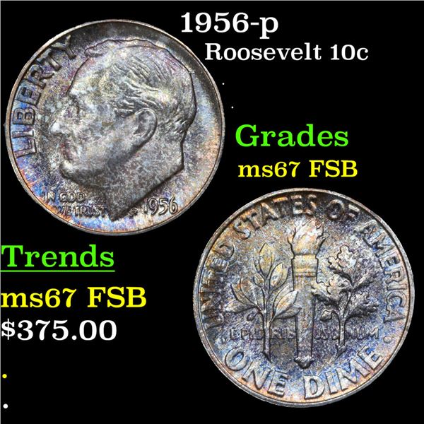 1956-p Roosevelt Dime 10c Grades GEM++ FSB