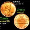 Image 1 : 1963-p Lincoln Cent 1c Grades GEM+ Unc RD