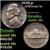 Image 1 : 1948-p Jefferson Nickel 5c Grades Choice Unc+ 5fs
