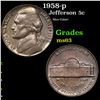 Image 1 : 1958-p Jefferson Nickel 5c Grades Select Unc