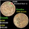 Image 1 : 1848 Braided Hair Large Cent 1c Grades vf details
