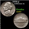 Image 1 : 1958-p Jefferson Nickel 5c Grades Select+ Unc