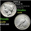 Image 1 : 1921-p Peace Dollar $1 Grades Choice AU/BU Slider