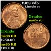 Image 1 : 1909 vdb Lincoln Cent 1c Grades Gem+ Unc RB