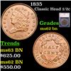 Image 1 : 1835 Classic Head half cent 1/2c Graded ms62 bn By SEGS