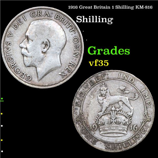 1916 Great Britain 1 Shilling KM-816 Grades vf++