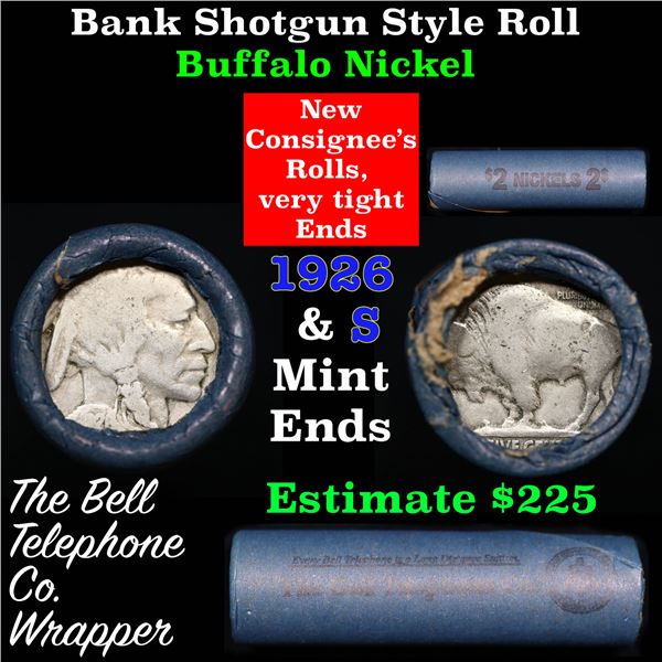 Buffalo Nickel Shotgun Roll in Old Bank Style 'Bell Telephone'  Wrapper 1926 &s Mint Ends