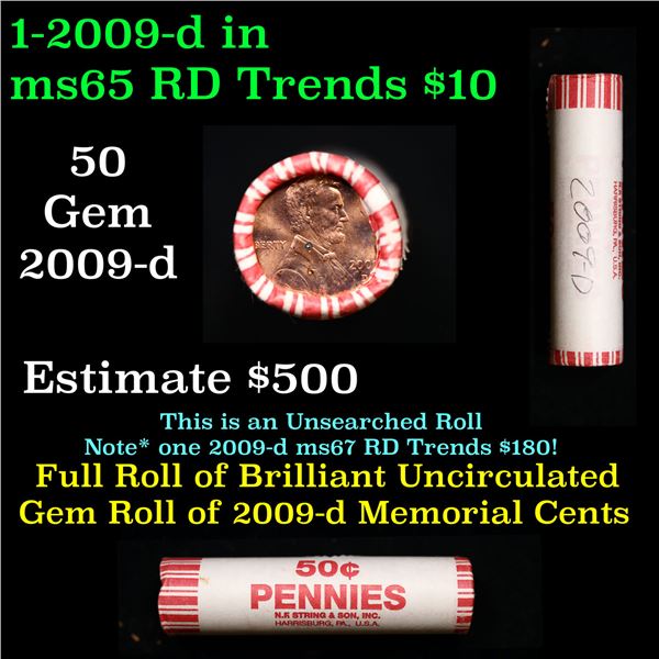 Shotgun Lincoln 1c roll, 2009-d 50 pcs Brandt Wrapper.