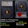 Image 1 : Proof 1989-w Congress Gold Commemorative $5 Graded pr70 dcam By SEGS
