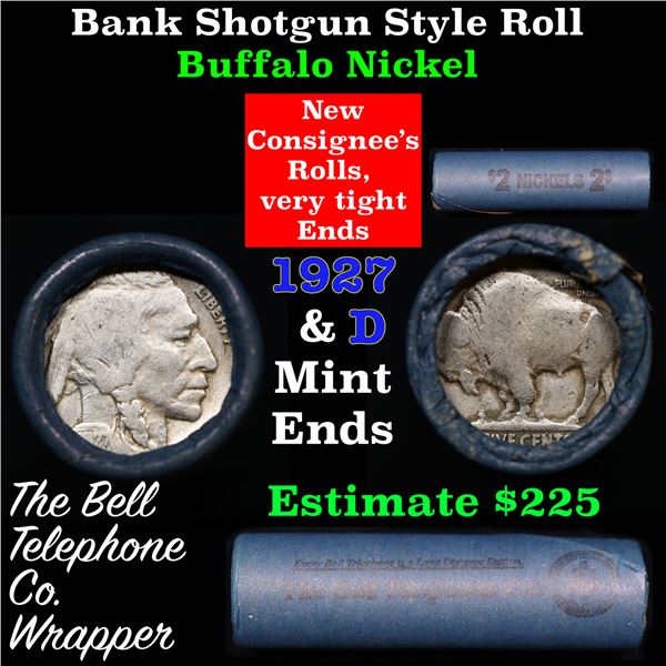 Buffalo Nickel Shotgun Roll in Old Bank Style 'Bell Telephone'  Wrapper 1927 &d Mint Ends