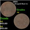 Image 1 : 1801 Draped Bust Large Cent 1c Grades ag