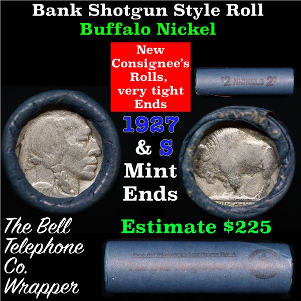 Buffalo Nickel Shotgun Roll in Old Bank Style 'Bell Telephone'  Wrapper 1927 &s Mint Ends