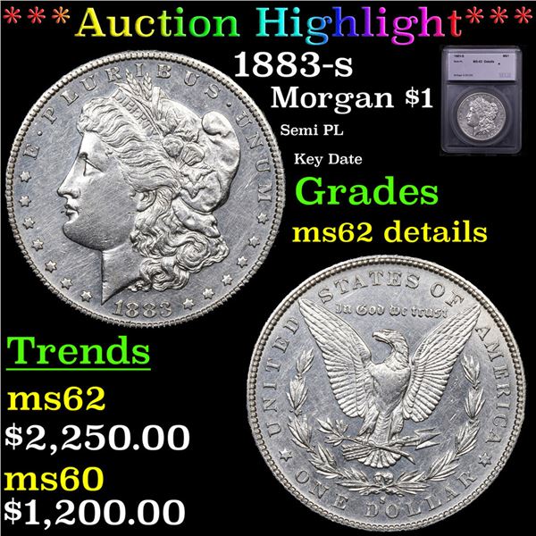***Auction Highlight*** 1883-s Morgan Dollar $1 Graded ms62 details BY SEGS (fc)
