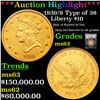 Image 1 : ***Auction Highlight*** 1839/8 Type of 38 Gold Liberty Eagle $10 Graded Select Unc BY USCG (fc)