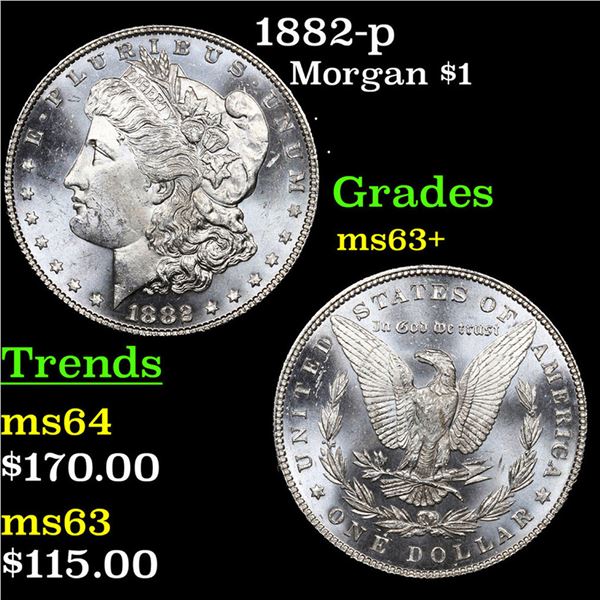 1882-p Morgan Dollar $1 Grades Select+ Unc