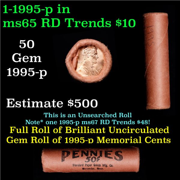 Shotgun Lincoln 1c roll, 1995-p 50 pcs Standard Paper Goods Wrapper.