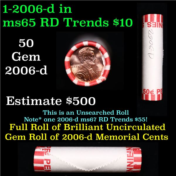 Shotgun Lincoln 1c roll, 2006-d 50 pcs Brandt Wrapper.