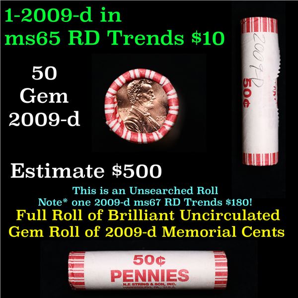 Shotgun Lincoln 1c roll, 2009-d 50 pcs Brandt Wrapper.