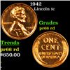 Image 1 : Proof 1942 Lincoln Cent 1c Grades Gem+ Proof Red