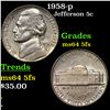 Image 1 : 1958-p Jefferson Nickel 5c Grades Choice Unc 5fs