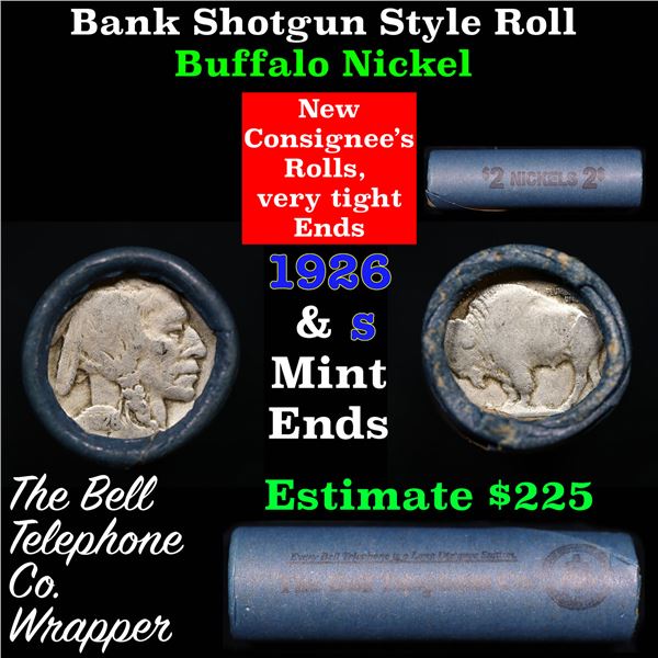 Buffalo Nickel Shotgun Roll in Old Bank Style 'Bell Telephone'  Wrapper 1926 &s Mint Ends
