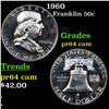 Image 1 : Proof 1960 Franklin Half Dollar 50c Grades Choice Proof Cameo