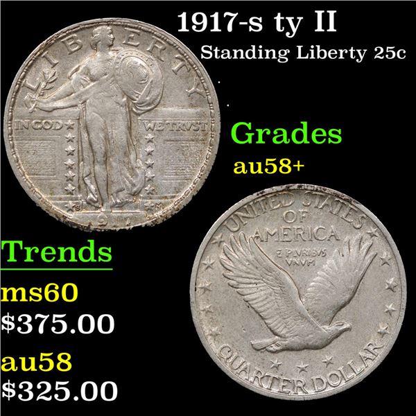 1917-s ty II Standing Liberty Quarter 25c Grades Choice AU/BU Slider+