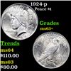 Image 1 : 1924-p Peace Dollar $1 Grades Select+ Unc