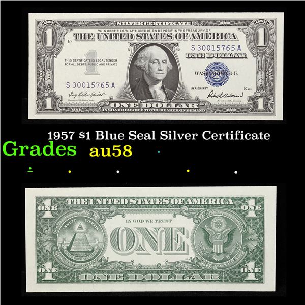 1957 $1 Blue Seal Silver Certificate Grades Choice AU/BU Slider