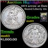 Image 1 : ***Auction Highlight*** 1873 arrow at Date  Seated Liberty Dime 10c Graded Select Unc By USCG (fc)