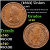 Image 1 : (1863) Union Civil War Token 1c Grades xf