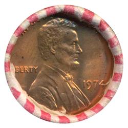 1974S Lincoln Cent RARE Never Opened Original Bank Roll 50 GEMS (COI-5497)