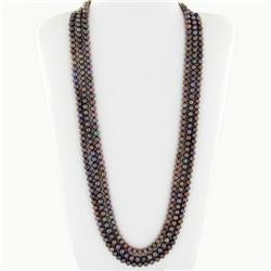 Black Saltwater Pearl Three Strand Necklace (JEW-250I) (JEW-250I)