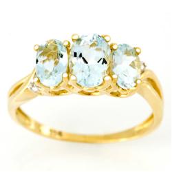2.33Ct Natural Aquamarine & Diamond Ring 9K Gold (JEW-9015X) (JEW-9015X)