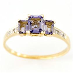 0.89Ct Natural Iolite & Diamond Ring Yellow 9K Gold (JEW-9043X) (JEW-9043X)