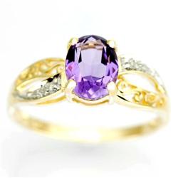 1.58Ct Natural Amethyst & Diamond 9K Gold Ring (JEW-9052X) (JEW-9052X)