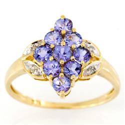 1.52Ct Natural Tanzanite & Diamond 9K Gold Ring (JEW-9054X) (JEW-9054X)
