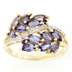 2.40Ct Natural Iolite & 20 Diamond 9K Gold Ring (JEW-9071X) (JEW-9071X)